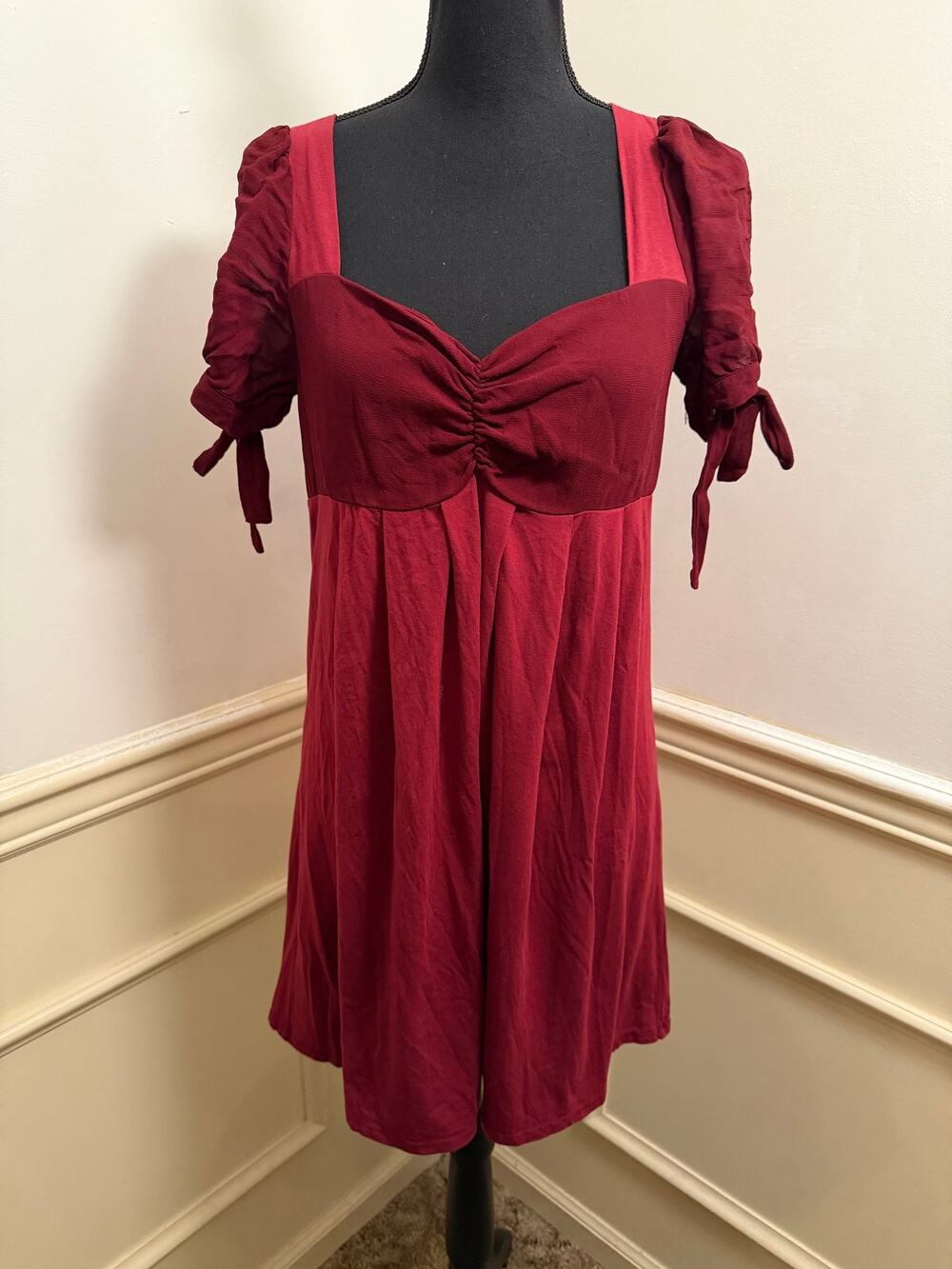Ella Moss Red Merlot Sweetheart Tunic Top Pima Cotton Modal Blend Babydoll